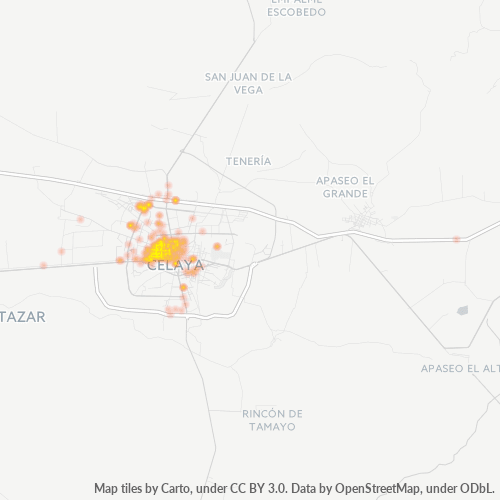 Verksamhetskoncentration i Postnummer 38040 - Celaya, Guanajuato (delstat)