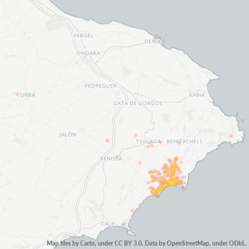 Dami ng Negosyo sa Postal Code 03724 - Moraira, Pamayanang Balensyano