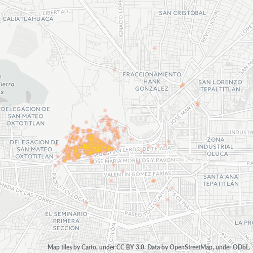Dami ng Negosyo sa Postal Code 50040 - Toluca, Estado ng Mehiko