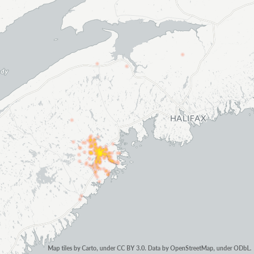 Bedrijfsconcentratie in Postcode B4V - Nova Scotia
