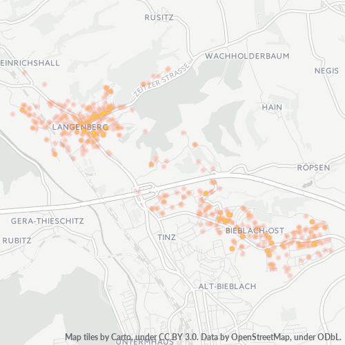 Business Concentration in Postal Code 07552 - Gera, Thuringia