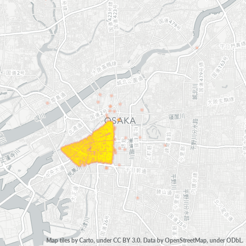 Bedrijfsconcentratie in Postcode 550 - Osaka (prefectuur)