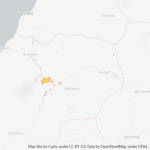 Dami ng Negosyo sa Postal Code 08000 - Artvin, Lalawigan ng Artvin