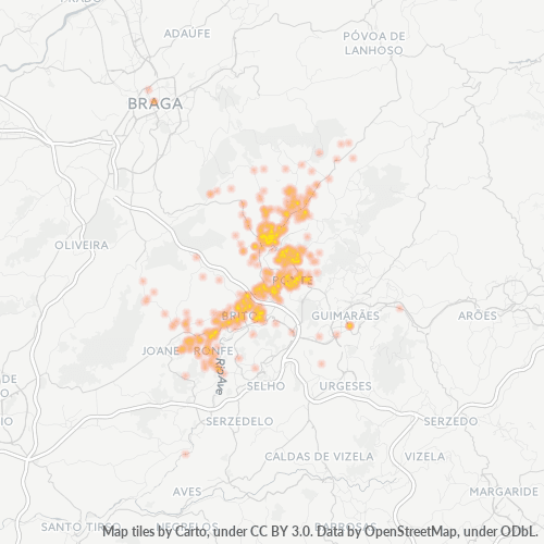 Bedrijfsconcentratie in Postcode 4805 - Braga (district)
