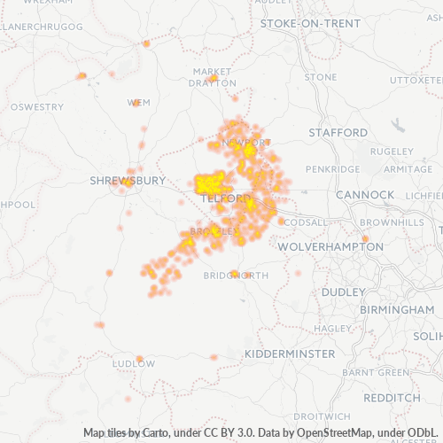 Dami ng Negosyo sa Postal Code TF1 - United Kingdom