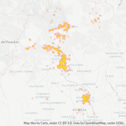 Bedrijfsconcentratie in Postcode 36010 - Zanè, Veneto