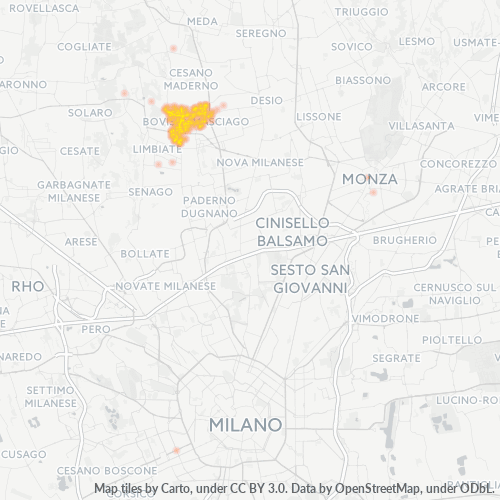 Bedrijfsconcentratie in Postcode 20813 - Italië