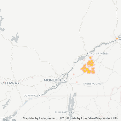 Verksamhetskoncentration i Postnummer J0C - Québec