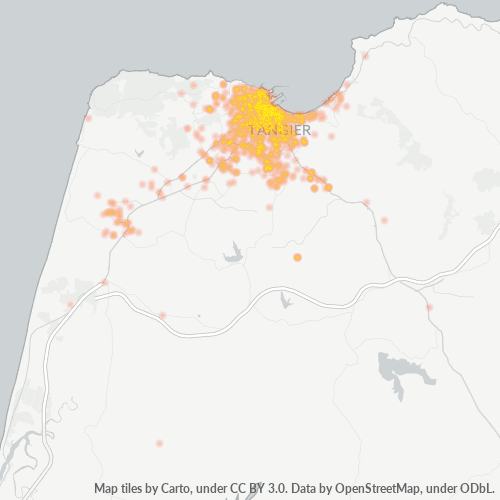 Bedrijfsconcentratie in Postcode 90000 - Tanger, Tanger-Tétouan