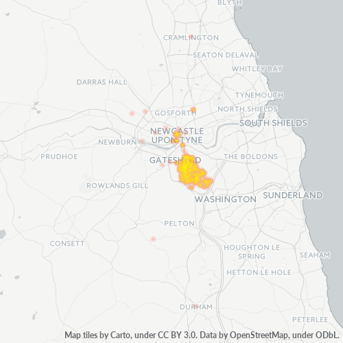 Concentració d'empreses a Codi Postal NE9 - Gateshead, Anglaterra
