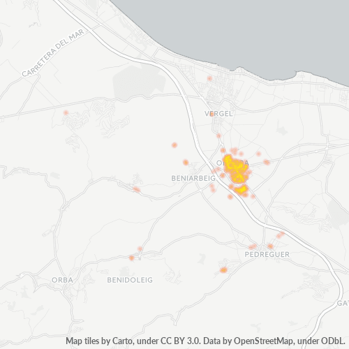 Bedrijfsconcentratie in Postcode 03760 - Ondara, Valencia (autonome gemeenschap)