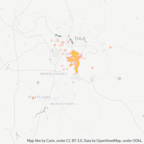 Ettevõttete kontsentratsioon asukohas Postiindeksi 300045 - Tula, Tula oblast