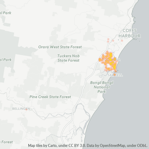 Dami ng Negosyo sa Postal Code 2452 - Toormina, New South Wales