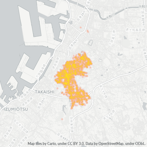 Bedrijfsconcentratie in Postcode 593 - Osaka (prefectuur)