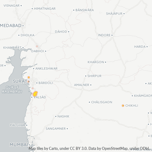 Bedrijfsconcentratie in Postcode 396521 - Gujarat