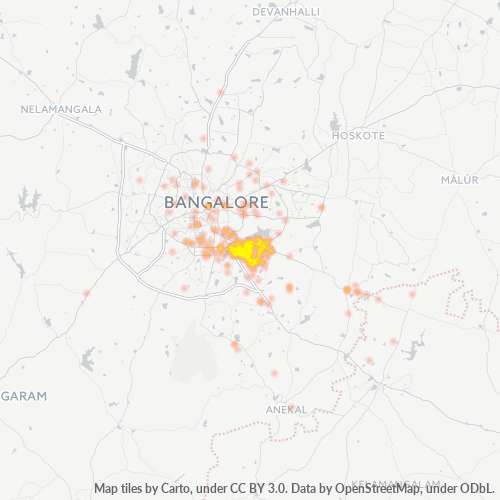 Bedrijfsconcentratie in Postcode 560102 - Bangalore, Karnataka