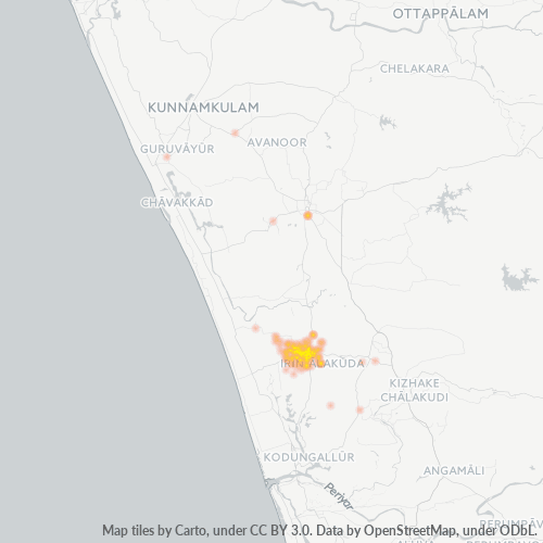 Geschäftskonzentration in Postleitzahl 680121 - Irinjalakuda, Kerala