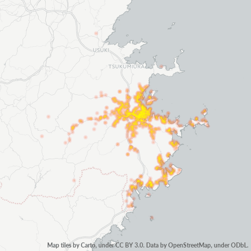 Bedrijfsconcentratie in Postcode 876 - Oita (prefectuur)