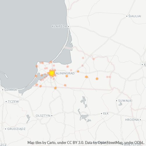 Bedrijfsconcentratie in Postcode 236000 - Kaliningrad, Oblast Kaliningrad