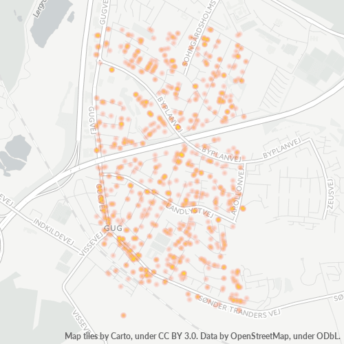 Verksamhetskoncentration i Postnummer 9210 - Ålborg, Region Nordjylland