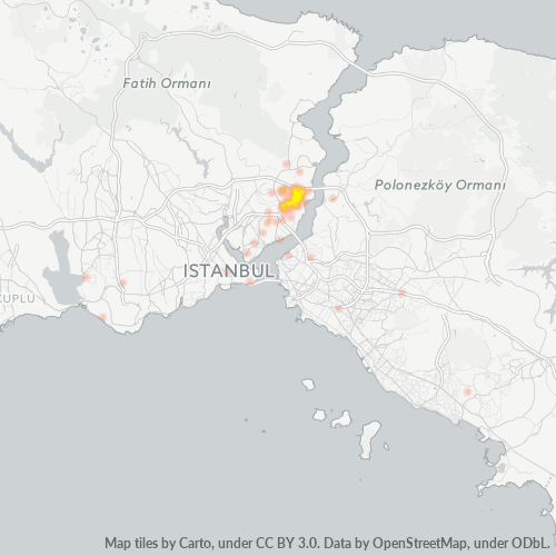 Business Concentration in Postal Code 34337 - Etiler, Istanbul Province