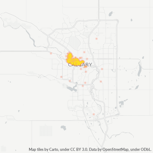Verksamhetskoncentration i Postnummer T2N - Calgary, Alberta