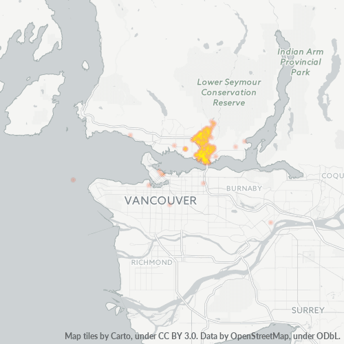 Bedrijfsconcentratie in Postcode V7J - North Vancouver, Brits-Columbia