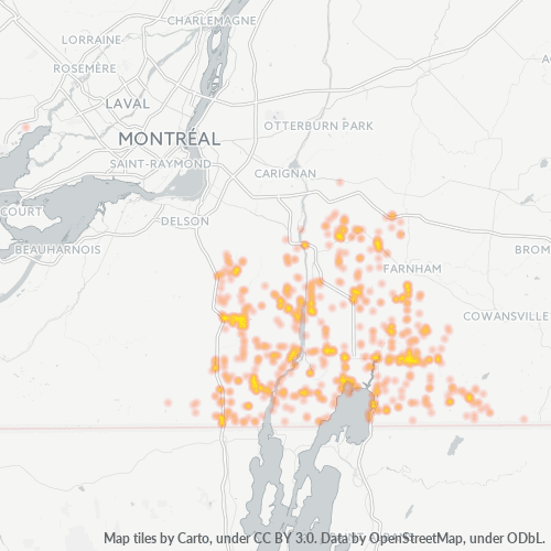 Geschäftskonzentration in Postleitzahl J0J - Québec