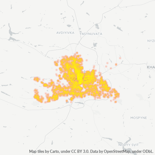 Verksamhetskoncentration i Postnummer 83000 - Donetsk, Donetsk oblast