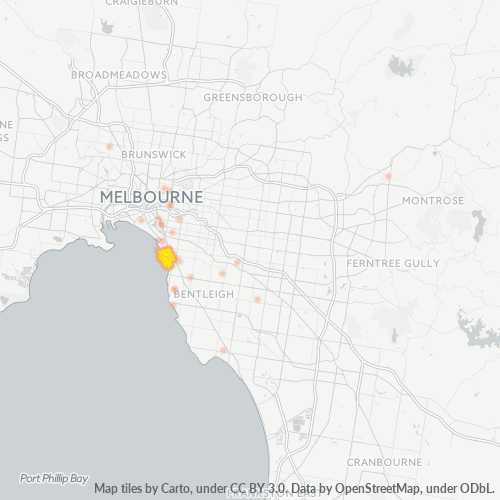 Dami ng Negosyo sa Postal Code 3184 - Elwood, Victoria