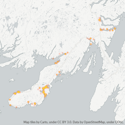 Dami ng Negosyo sa Postal Code A0E - Newfoundland at Labrador
