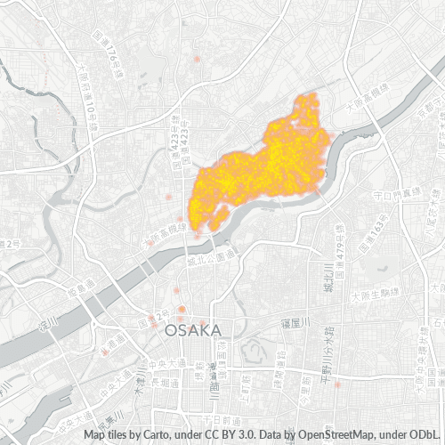 Bedrijfsconcentratie in Postcode 533 - Osaka (prefectuur)