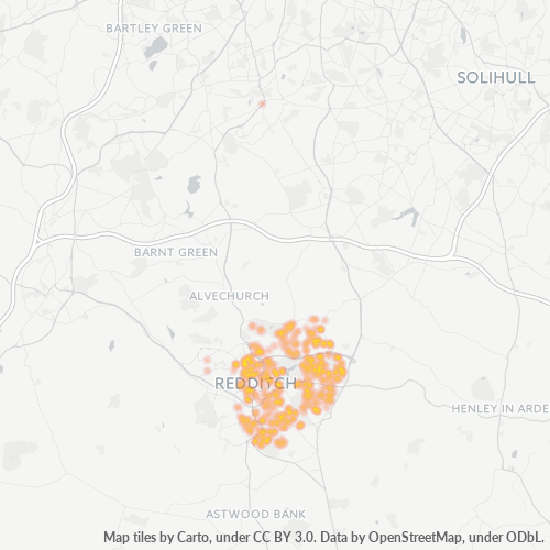 Concentrarea activității în Cod Postal B98 - Redditch, Anglia