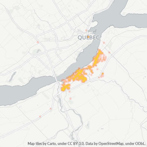 Bedrijfsconcentratie in Postcode G6W - Lévis, Quebec (provincie)