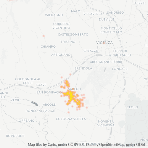 Bedrijfsconcentratie in Postcode 36045 - Vicenza (stad)