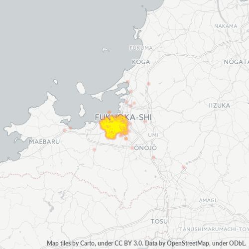 Bedrijfsconcentratie in Postcode 810 - Fukuoka (stad)