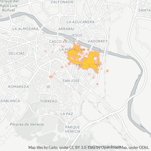 Verksamhetskoncentration i Postnummer 50002 - Zaragoza, Aragonien