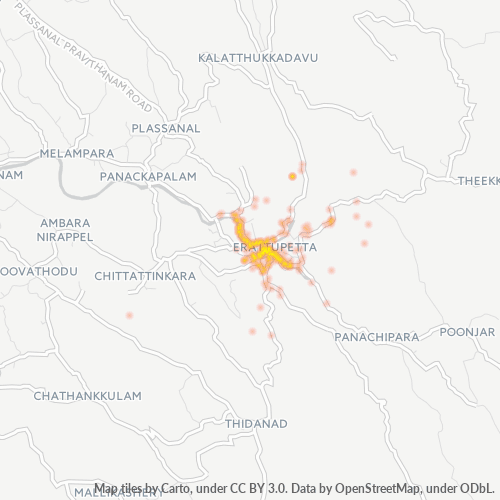 Bedrijfsconcentratie in Postcode 686121 - Erattupetta, Kerala