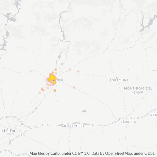 Bedrijfsconcentratie in Postcode 25600 - Balaguer, Catalonië