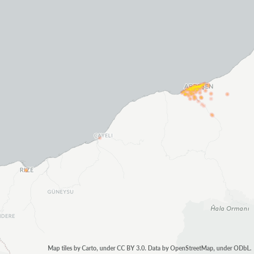 Business Concentration in Postal Code 53400 - Ardeşen, Rize Province