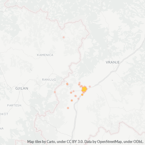 Bedrijfsconcentratie in Postcode 17520 - Bujanovac, Centraal-Servië
