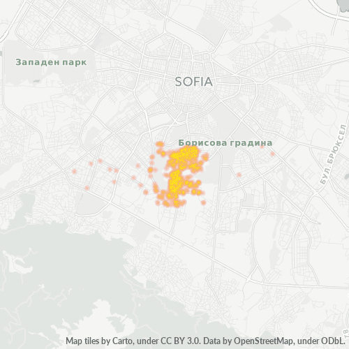 Verksamhetskoncentration i Postnummer 1407 - Sofia, Sofiya-Grad