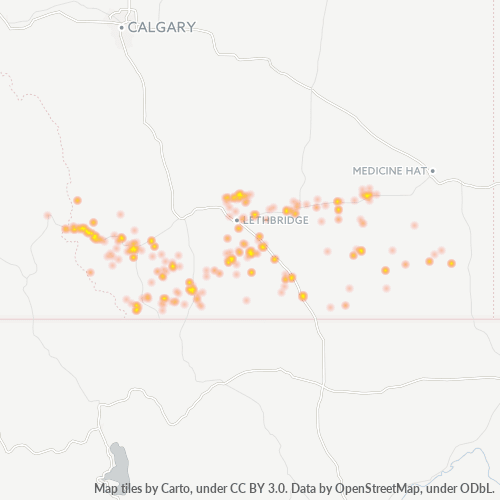 Bedrijfsconcentratie in Postcode T0K - Alberta