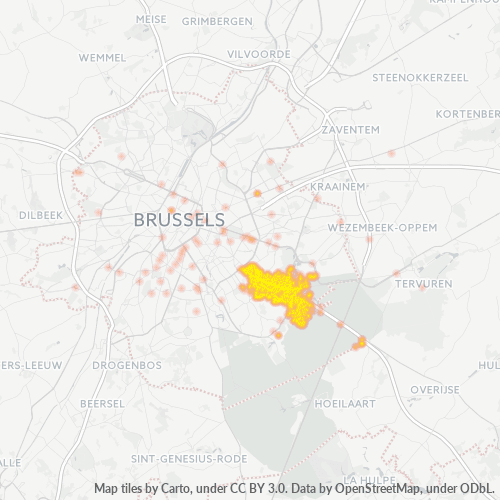 Bedrijfsconcentratie in Postcode 1160 - Oudergem, Brussels Hoofdstedelijk Gewest