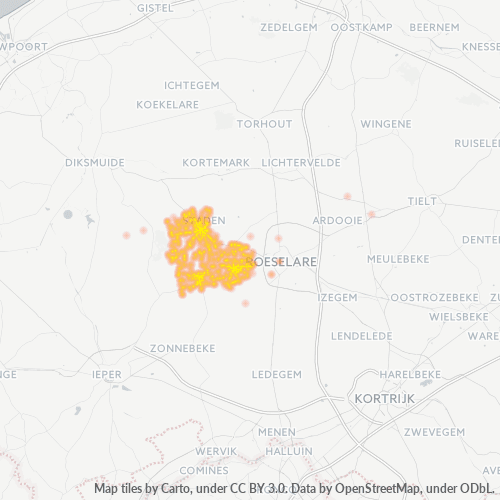 Bedrijfsconcentratie in Postcode 8840 - Staden, Vlaanderen
