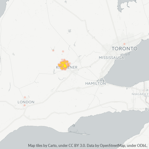 Bedriftskonsentrasjon i Postnummer N2J - Waterloo, Ontario