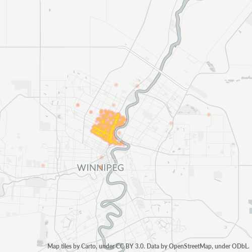 Bedrijfsconcentratie in Postcode R2W - Winnipeg, Manitoba