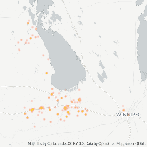 Bedrijfsconcentratie in Postcode R0H - Manitoba
