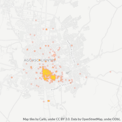 Verksamhetskoncentration i Postnummer 20270 - Aguascalientes, Aguascalientes (delstat)