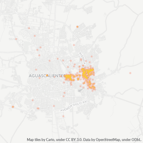 Verksamhetskoncentration i Postnummer 20190 - Aguascalientes, Aguascalientes (delstat)